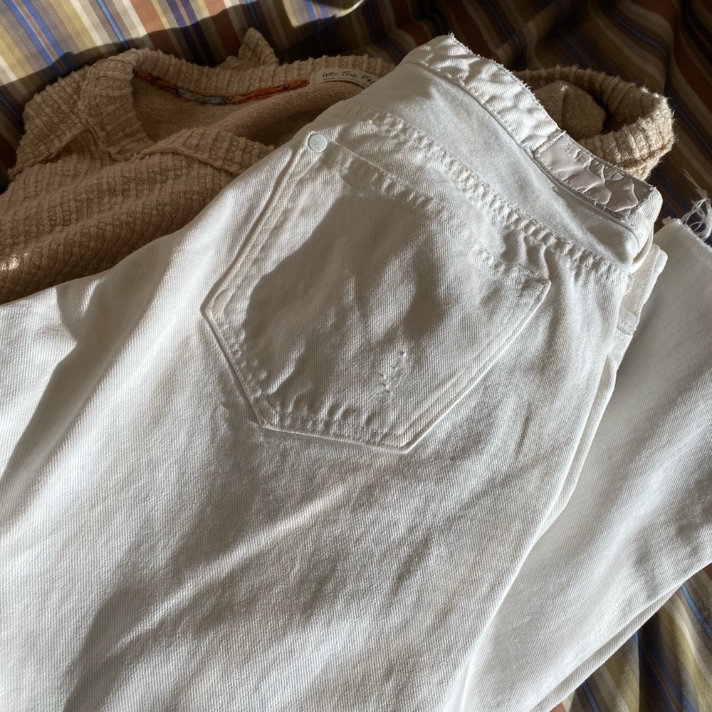 H&M White Low Rise Girlfriend Eco Conscious Denim